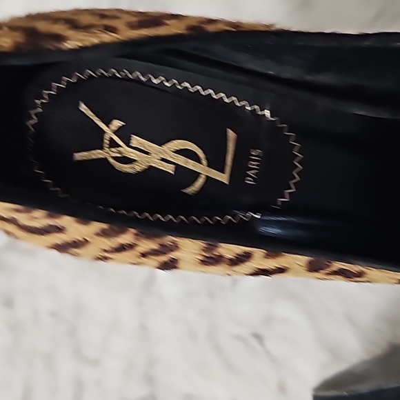 YVES Saint Laurant Leopard Tribute Two Pony High Heel Pumps Sz 38.5 - Picture 12 of 16